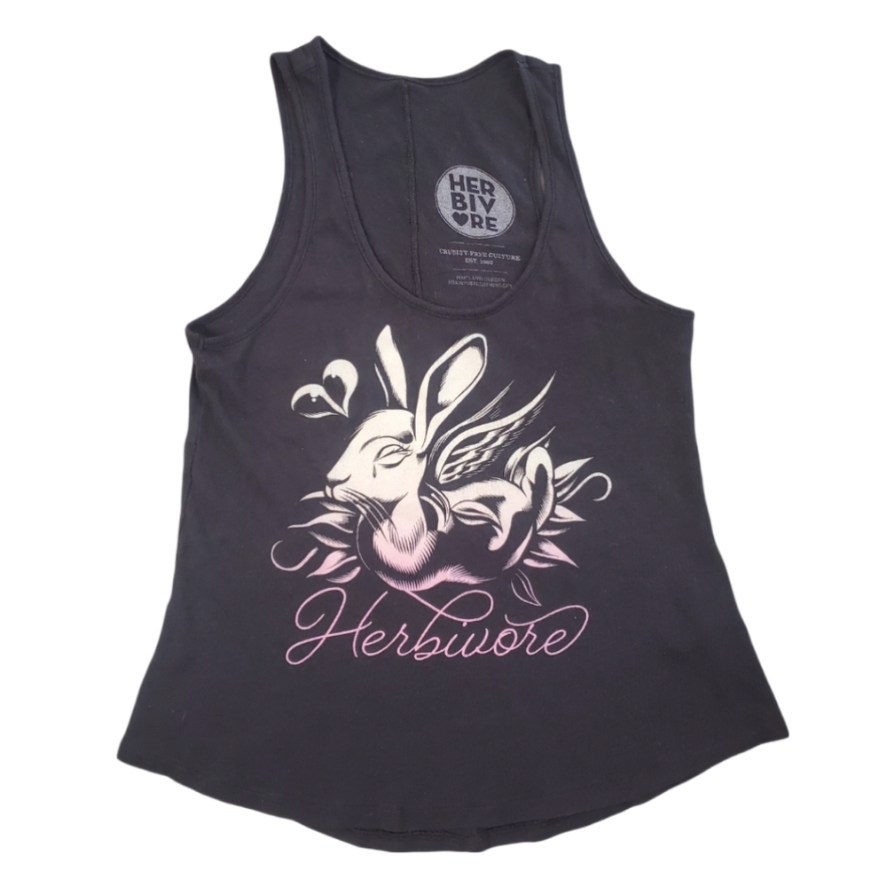 Herbivore Women's Black Bunny Rabbit Vegan Tank Top‎ Small